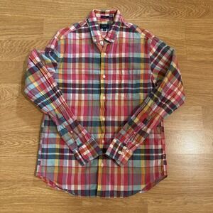 J.Crew Lightweight Shirt Men's Medium Slim Fit Multicolor Plaid Cotton Preppy